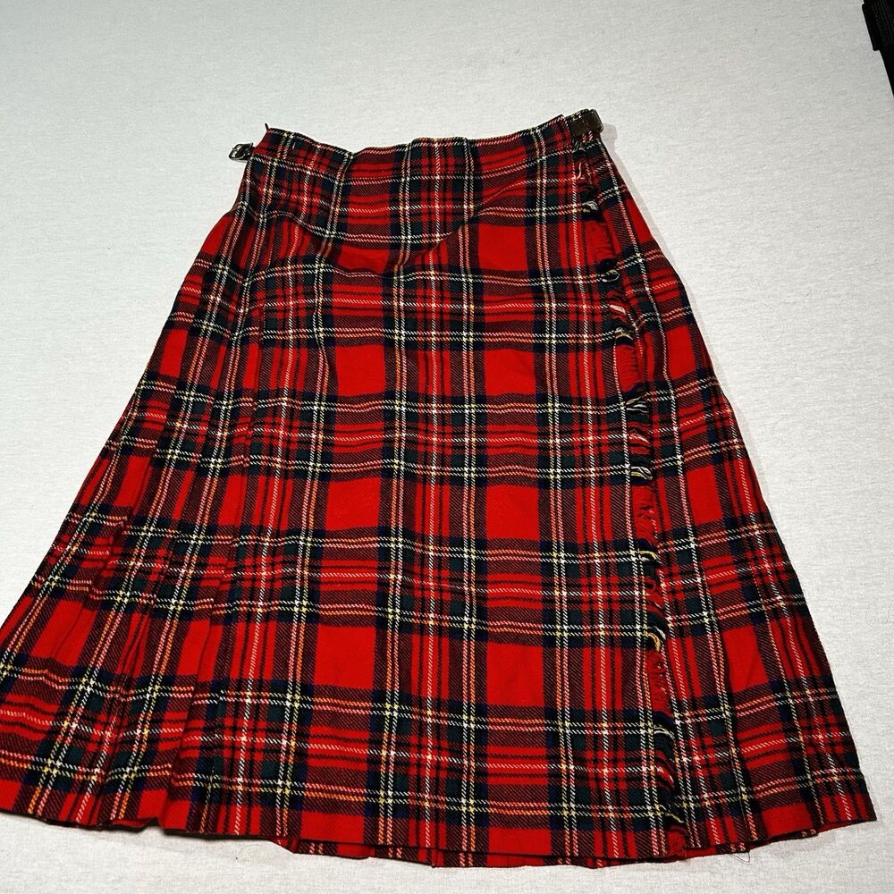 VTG Scott the Kilt Maker of Aberdeen Scotland Red Tartan Plaid Skirt Kilt 60s